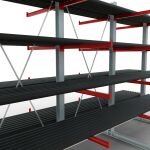 K 6000 Komplettregal, doppelseitig, 3000 x 4500 x 2x 1000 mm, RAL 7001 / RAL 3000, 5 Lagerebenen