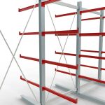 K 6000 Komplettregal, doppelseitig, 3000 x 4500 x 2x 1000 mm, RAL 7001 / RAL 3000, 5 Lagerebenen