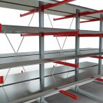 K 6000 Komplettregal, doppelseitig, 3000 x 4500 x 2x 1250 mm, RAL 7001 / RAL 3000, 5 Lagerebenen