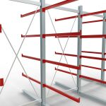 K 6000 Komplettregal, doppelseitig, 3000 x 4500 x 2x 1250 mm, RAL 7001 / RAL 3000, 5 Lagerebenen