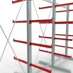 K 6000 Komplettregal, doppelseitig, 3000 x 6000 x 2x 750 mm, RAL 7001 / RAL 3000, 5 Lagerebenen