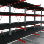 K 6000 Komplettregal, doppelseitig, 3000 x 6000 x 2x 1250 mm, RAL 7001 / RAL 3000, 5 Lagerebenen