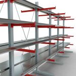 K 6000 Komplettregal, doppelseitig, 3000 x 2x 7500 x 2x 750 mm, RAL 7001 / RAL 3000, 5 Lagerebenen