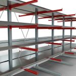 K 6000 Komplettregal, doppelseitig, 3000 x 2x 7500 x 2x 1250 mm, RAL 7001 / RAL 3000, 5 Lagerebenen