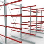 K 6000 Komplettregal, doppelseitig, 3000 x 2x 7500 x 2x 1250 mm, RAL 7001 / RAL 3000, 5 Lagerebenen