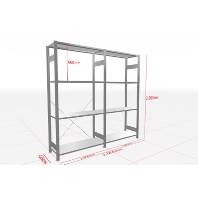 MULTIplus-Pack Fachbodenregal 2 Felder 4 Ebenen 400 mm