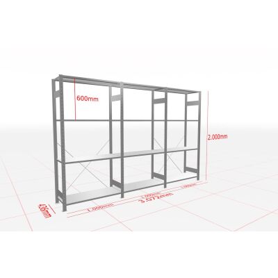 MULTIplus-Pack Fachbodenregal 3 Felder 4 Ebenen 400 mm