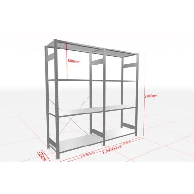 MULTIplus-Pack Fachbodenregal 2 Felder 4 Ebenen 500 mm