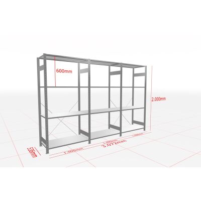 MULTIplus-Pack Fachbodenregal 3 Felder 4 Ebenen 500 mm